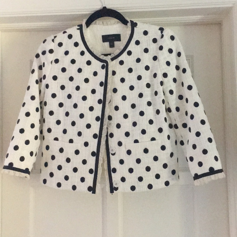 J. Crew tweed Polk dot jacket